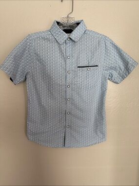 Craft + flow printed boys button down short sleeve shirt